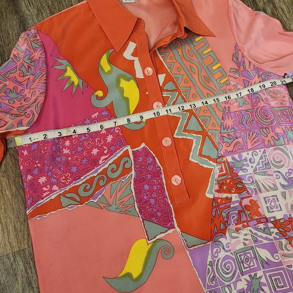 VTG Anne Crimmins for UMI Collections Silk Abstract Geometric Shift Dress 12 - Picture 10 of 11